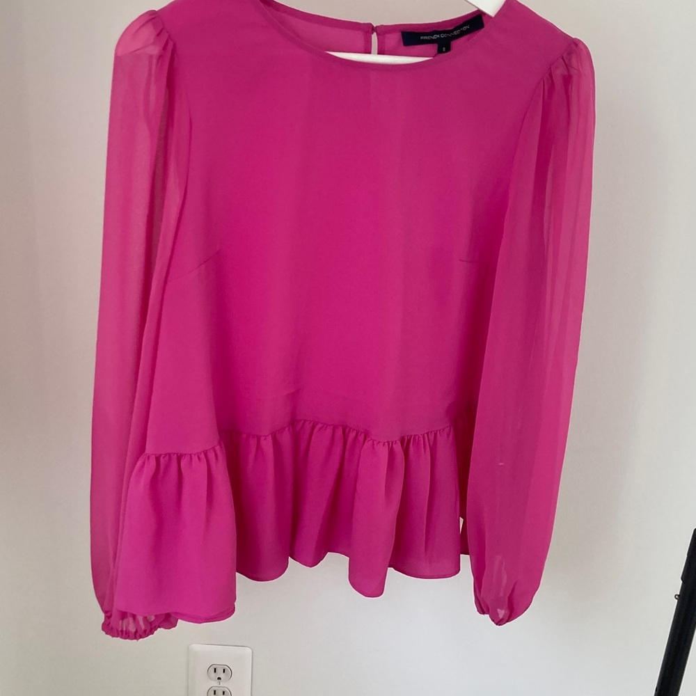 French Connection Wild Rosa Pink plum chiffon blouse top Small